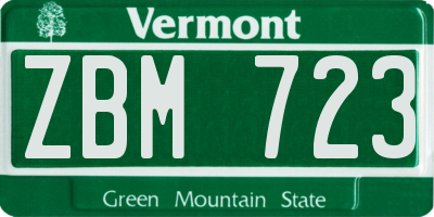 VT license plate ZBM723