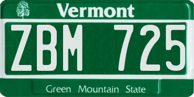 VT license plate ZBM725