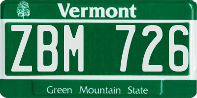 VT license plate ZBM726