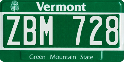VT license plate ZBM728