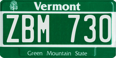 VT license plate ZBM730
