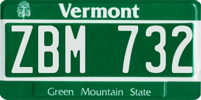 VT license plate ZBM732
