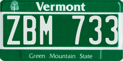 VT license plate ZBM733