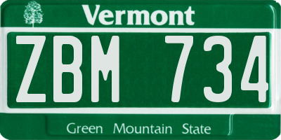 VT license plate ZBM734