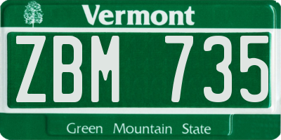 VT license plate ZBM735