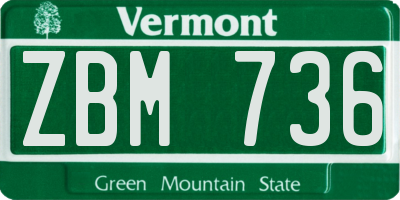 VT license plate ZBM736