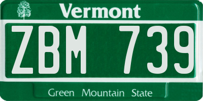 VT license plate ZBM739