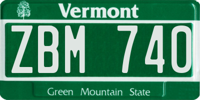 VT license plate ZBM740