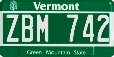 VT license plate ZBM742