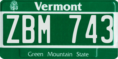 VT license plate ZBM743