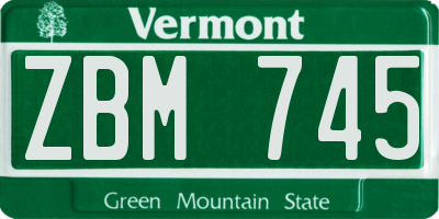 VT license plate ZBM745