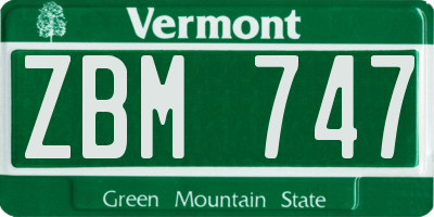 VT license plate ZBM747