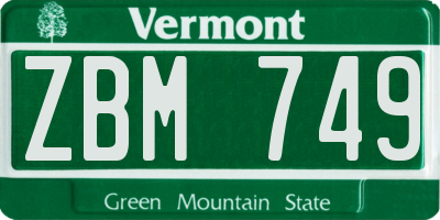 VT license plate ZBM749