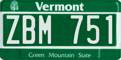 VT license plate ZBM751