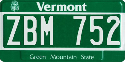 VT license plate ZBM752