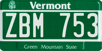VT license plate ZBM753