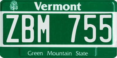 VT license plate ZBM755