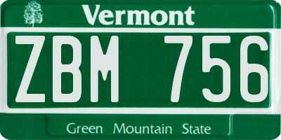 VT license plate ZBM756