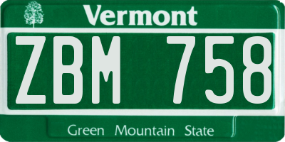 VT license plate ZBM758