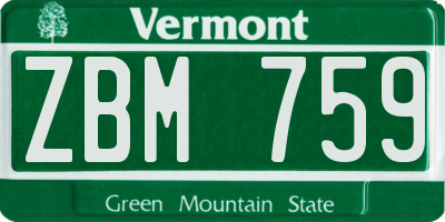 VT license plate ZBM759