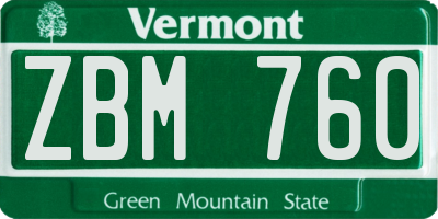 VT license plate ZBM760
