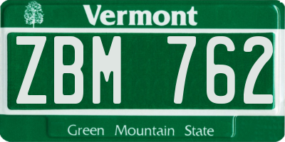 VT license plate ZBM762