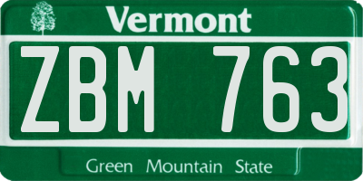 VT license plate ZBM763