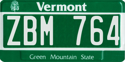 VT license plate ZBM764