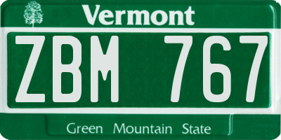 VT license plate ZBM767