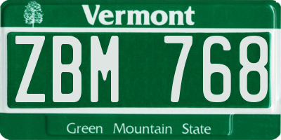 VT license plate ZBM768
