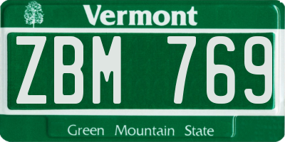 VT license plate ZBM769