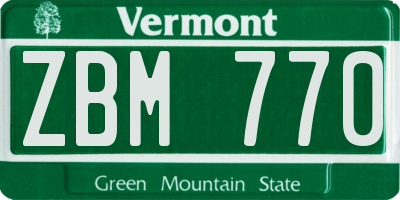 VT license plate ZBM770
