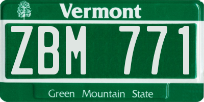 VT license plate ZBM771