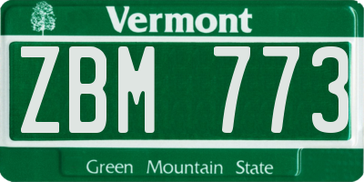 VT license plate ZBM773