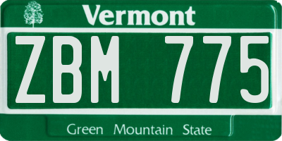 VT license plate ZBM775