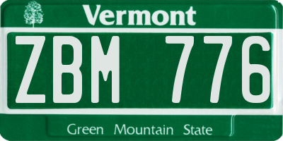 VT license plate ZBM776