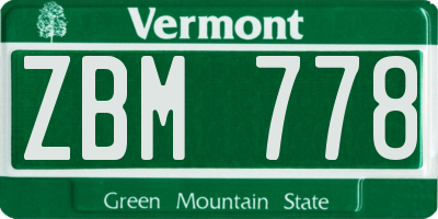 VT license plate ZBM778