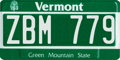 VT license plate ZBM779