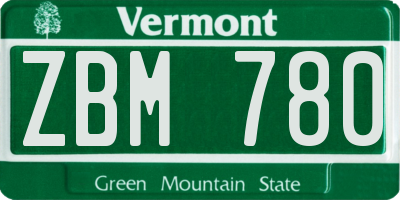VT license plate ZBM780