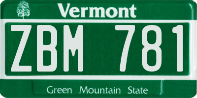 VT license plate ZBM781