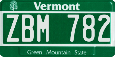 VT license plate ZBM782