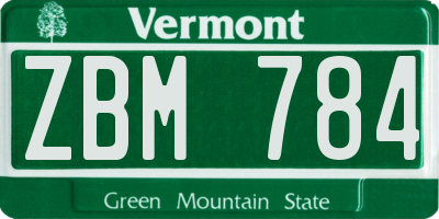 VT license plate ZBM784