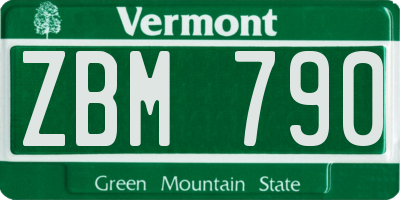 VT license plate ZBM790