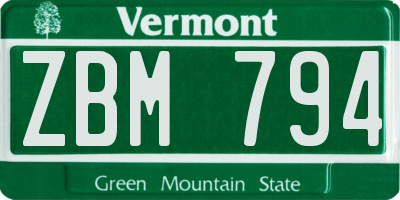 VT license plate ZBM794