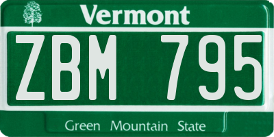 VT license plate ZBM795