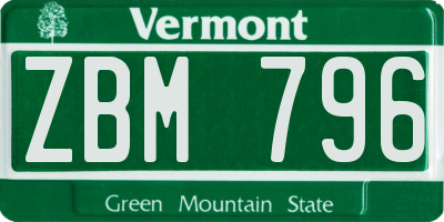 VT license plate ZBM796