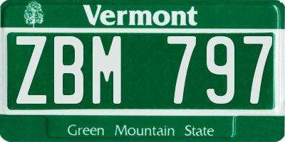 VT license plate ZBM797