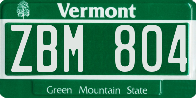 VT license plate ZBM804