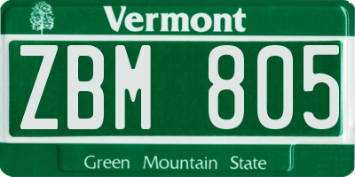 VT license plate ZBM805