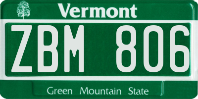 VT license plate ZBM806